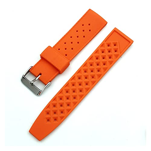 PLACKE Tropischer Gummi-Riemen Weiche Sport-Silikon-Armband-Band fit for Seiko SRP777J1 2. 0mm 22mm Männer Wasserdichte Taucher Ersatzarmband (Color : Orange, Size : 22mm) von PLACKE