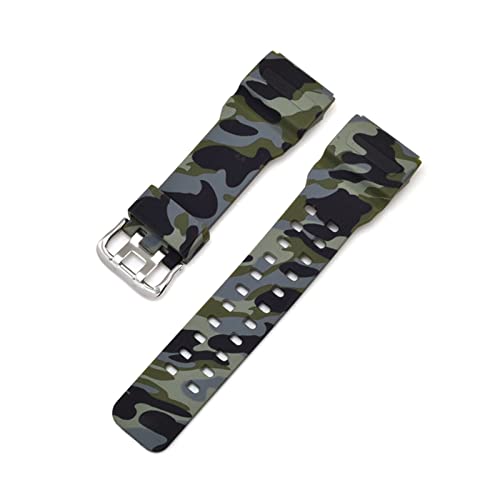 PLACKE Gurt GG-1000/GWG-100/GSG-100 Gummi-Uhren-Gurtbänder wasserdichtes Sport Watchband mit Werkzeugen for Casio geeignet for G-Shock (Color : Camouflage army) von PLACKE