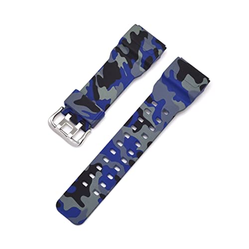 PLACKE Gurt GG-1000/GWG-100/GSG-100 Gummi-Uhren-Gurtbänder wasserdichtes Sport Watchband mit Werkzeugen for Casio geeignet for G-Shock (Color : Camouflage blue) von PLACKE