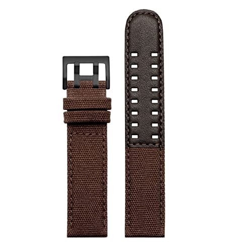 PLACKE Leder-Nylon-Uhr-Band-Fit for Hamilton Fit for Khaki-Felduhr H760250 H77616533. Fit for Seiko-Uhr-Anti-Herbst-Riemen 20mm 22mm (Color : Brown-Black Buckle, Size : 22mm) von PLACKE