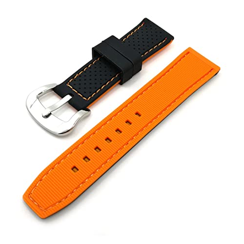 PLACKE 20mm 22 mm 24mm Uhrenband Silicon Gummi -Uhrenband -Wasserdichte Wachband -Gürtelzubehör (Color : Orange, Size : 22mm) von PLACKE