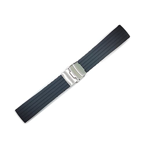 PLACKE Universal Silicon Watchband 18mm 20mm 20 mm 22 mm 24 mm Faltschnalle wasserdichte Gummi -Männer Sport Tauchen ersetzt Armbandband Uhr (Color : Grey silver buckle, Size : 22mm) von PLACKE