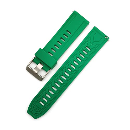 PLACKE Wasserdicht atmungsaktives Silikongurt Schnellveröffentlichung Watchband -Armband for Samsung for aktiv 2 Passform for Huawei Uhr 18mm 20 mm 22 mm 24 mm (Color : Green, Size : 24mm) von PLACKE