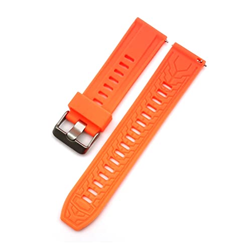 PLACKE Wasserdicht atmungsaktives Silikongurt Schnellveröffentlichung Watchband -Armband for Samsung for aktiv 2 Passform for Huawei Uhr 18mm 20 mm 22 mm 24 mm (Color : Orange, Size : 20mm) von PLACKE