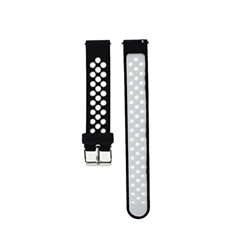 PLACKE Weiches Silikonband Fit for Huawei Fit for Samsung Fit for Garmin 16/18/20/22/22mm Zweifarbige Uhr Abzug Wasserdichte Band Watch Accessoire (Color : Black white, Size : 18mm) von PLACKE