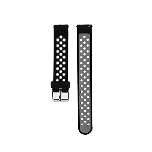 PLACKE Weiches Silikonband Fit for Huawei Fit for Samsung Fit for Garmin 16/18/20/22/22mm Zweifarbige Uhr Abzug Wasserdichte Band Watch Accessoire (Color : Black Grey, Size : 22mm) von PLACKE