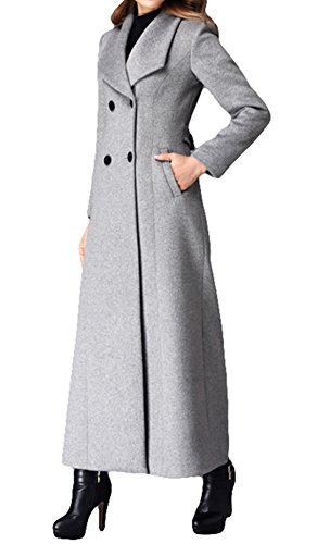PLAER Damen Kaschmir Mantel Lange Graben Mantel Wolle Mantel (EU 44, grau) von PLAER