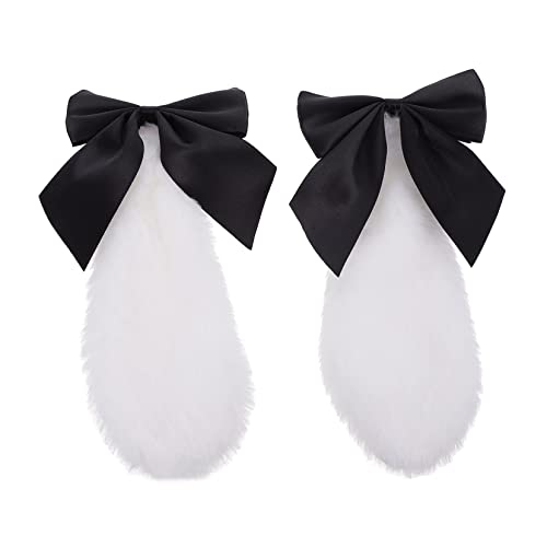 PLAFOPE Bunny Ohren Haarnadel Mit Schleife Für Frauen Mädchen Cartoon Haarspange Kaninchenohren Lolita Haarnadeln Stoffmaterial Für Partys Cosplay von PLAFOPE