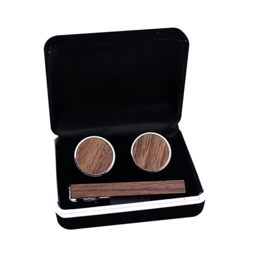 PLAFOPE 1 Satz Hochwertiges Set Echtem Holz mit Krawattenclip und Manschettenknöpfen für Männer Stilvolle Accessoires für Hochzeiten und Business Events Langlebig und Praktisch von PLAFOPE