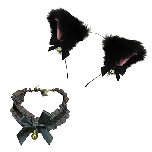 PLAFOPE Ohr Kopfschmuck Set Cosplay Kragen Stilvolle Party Haarband Dekorative Schleife von PLAFOPE