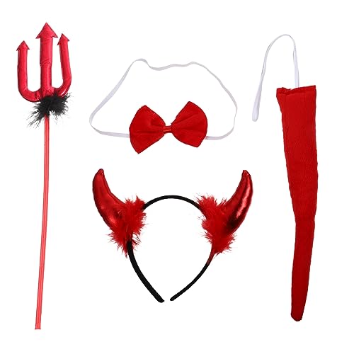 PLAFOPE 1satz Teufel Kostüm Zubehör Set Mit Haarreif Hörnern Fliege Und Für Halloween Cosplay Und Mottopartys Teiliges Set Rot Langlebig Und Auffällig von PLAFOPE
