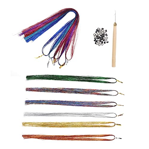 PLAFOPE 1satz Bunte Haarsträhnen Einflechten Hair Tinsel Kit Für Mädchen Farben Häkelnadel Und Silikonperlen Für Fotografie Cosplay Und Partys von PLAFOPE