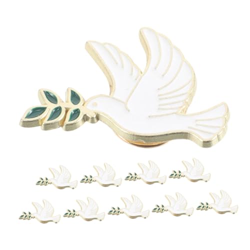 PLAFOPE 10 Stück Metall Broschen für Damen Peace Dove mit Olivenzweig Vogel Anstecker für Kleidung Jacken und Rucksäcke Symbolische Friedensbrosche als Stilvolles Accessoire von PLAFOPE