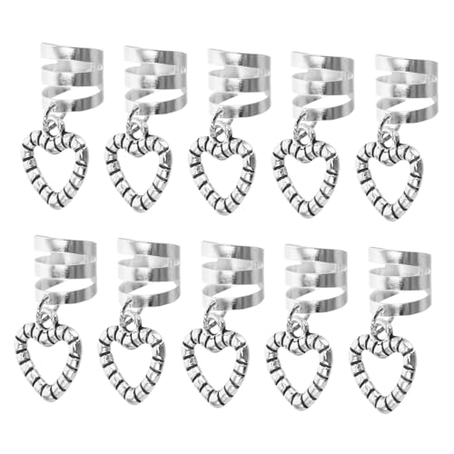 PLAFOPE 10 Stück Offene Herz Haarklammern aus Legierung Dreadlock und Flechtzubehör für Frauen Haarschmuck für Zöpfe und Dreadlocks von PLAFOPE