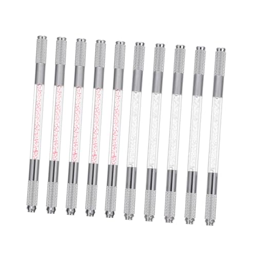 PLAFOPE 10 Stück Teiliges Microblading Augenbrauenstift Wasserfester Dual End Brow Tattooing Pen Natürlich Wirkende Augenbrauenstifte mit Stilvoller Kristallverzierung Geeignet für Profi von PLAFOPE
