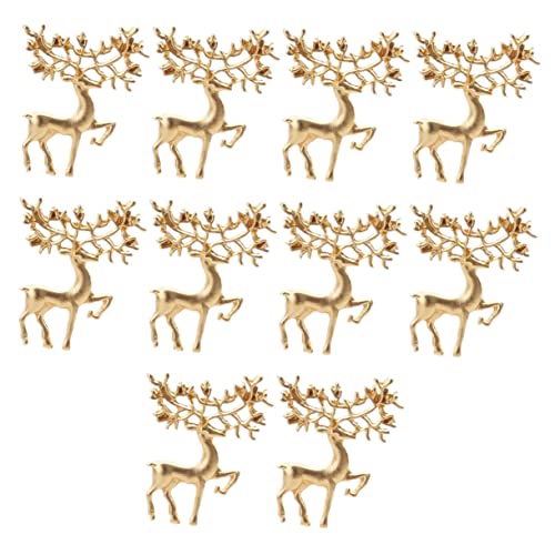 PLAFOPE 10 Stück Teiliges Retro Elk Broschen Modische Mattgoldene Elch Anstecknadeln aus Legierung Vielseitige Weihnachts Halsschmuck Pins für Party Alltag und Festliche Kleidung von PLAFOPE