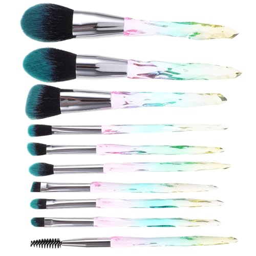 PLAFOPE 10 Stück Teiliges Schminkpinsel Set mit Weichen Fasern Langlebig und Vielseitig Transparent diamantfarbiger Griff für Foundation Lidschatten und Puder Geeignet für Empfindliche von PLAFOPE