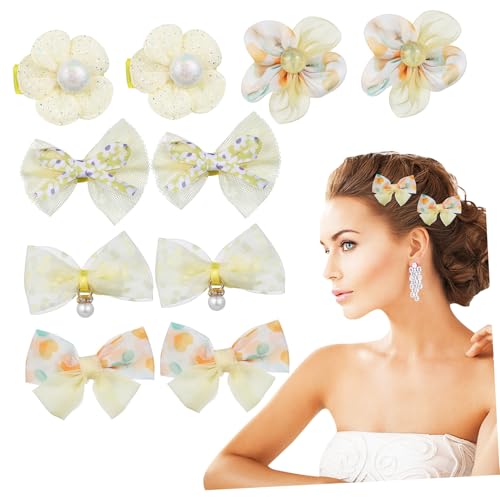 PLAFOPE 10 Stück Teiliges Set Kleine Haarklammern mit Schleifen und Blumen Weiche Polsterung Rutschfeste Alligator Clips Haarspangen für Damen Vielseitig für Alltag Party und Hochzeit von PLAFOPE