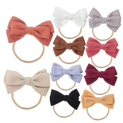 PLAFOPE 10 Stück Teiliges Stirnband mit Süßen Nylon Schleifen Elastisch und Bequem Vielseitig für Neugeborene Kleinkinder und Mädchen Bunte Farben für Niedliche Frisuren und Täglichen von PLAFOPE