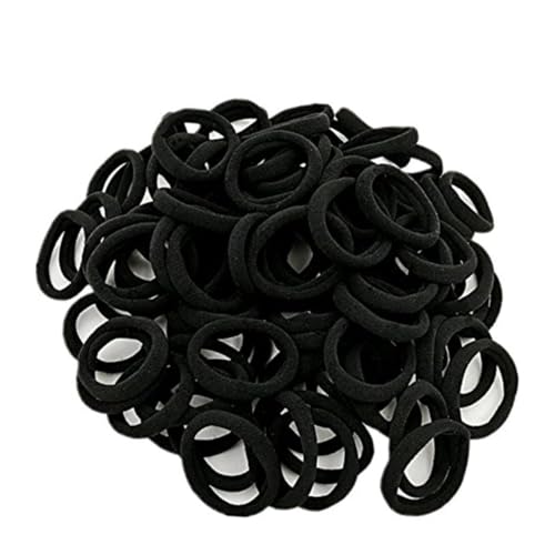 PLAFOPE 100 Stück Teiliges Elastisches Haargummi Nahtlose Schwarze Haarbänder Elastische Haarschlaufen für Damen Langlebig und Sicherer bei Ponytail Flechten und Verschiedenen Frisuren von PLAFOPE