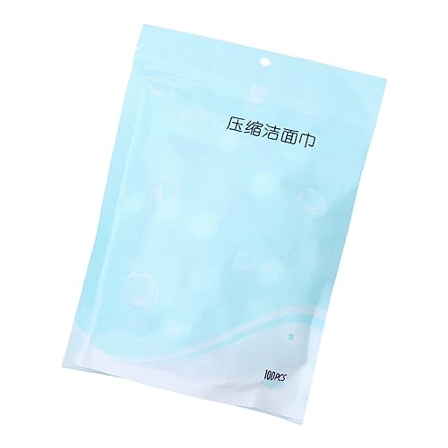 PLAFOPE 100st Komprimiertes Handtuch Saugfähige Tücher Gesichtstuch Reisepapierhandtücher Komprimiertes Oberpapier Komprimierte Waschlappen Gesichtstücher Reisetücher Mini Vlies Sky-blue von PLAFOPE