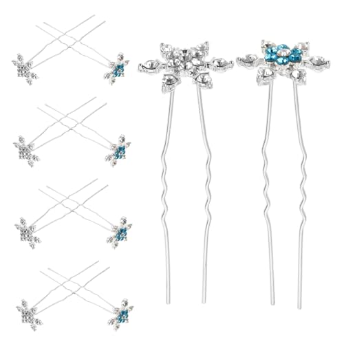 PLAFOPE 10stücke Schneeflocken-haarspangen Aus Metall Für Damen Mit Strass-akzenten U-förmige Haarnadeln Glitzerndes Haarstyling-accessoires Für Hochzeit Und Formelle Anlässe von PLAFOPE