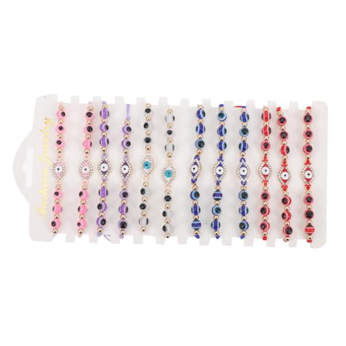 PLAFOPE 12 Stück Böser Blick Schmuck Für Frauen Damenarmbänder Böser Blick Charm Armband Augenperlenarmband Amulettarmband Für Frauen Und Mädchen Schmuck von PLAFOPE