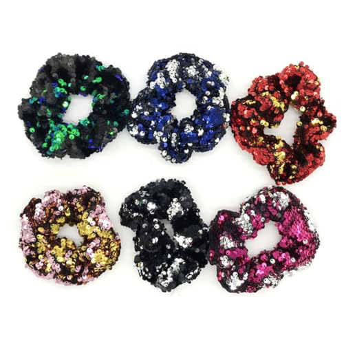 PLAFOPE 12 Stück Teiliges Haargummi Doppelfarbigen Pailletten Elastische Ponytail halter für Damen und Mädchen Modischer Haarschmuck für Alltag und Besondere Anlässe Zufällige Farbe von PLAFOPE