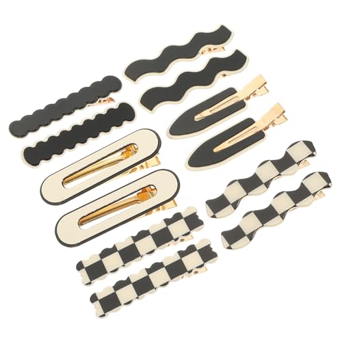 PLAFOPE 12 Stück Haarspangen karierte Haarspangen flache Haarspangen für Mädchen modische Haarnadel für Hochzeitsbankette von PLAFOPE