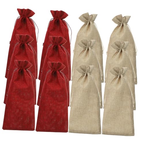 PLAFOPE 12stücke Jute Weinflaschenbeutel Mit Zugband Für Zu Weihnachten Hochzeiten Und Partys Robuste Und Stilvolle Tragetaschen Für Weinflaschen von PLAFOPE