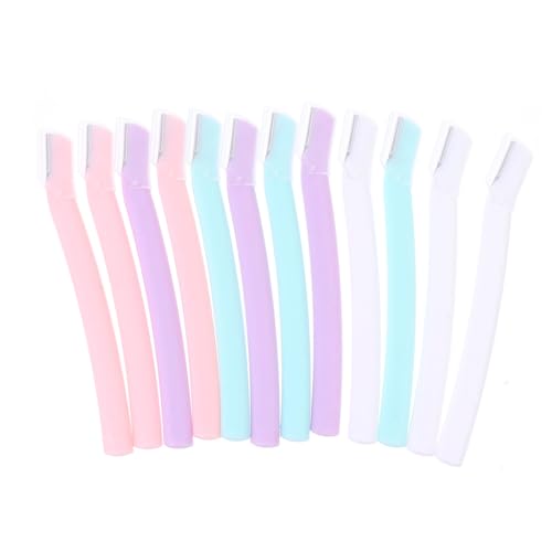 PLAFOPE 12stücke Teiliges Edelstahl Augenbrauen-trimmer Und Gesichtsrasierer Mit Rutschfestem Griff Tragbare Haarentfernung Für Männer Und Frauen Verschiedenen Farben Erhältlich von PLAFOPE