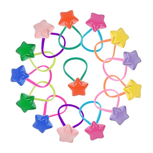 PLAFOPE 14stücke Haargummis Mit Sternanhängern Bunte Haarbänder Elastische Haarseile Für Teenager Süße Haarschmuck Für Mädchen von PLAFOPE