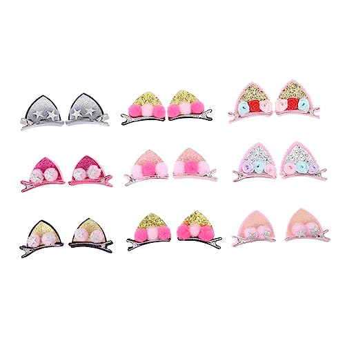 PLAFOPE 18stücke Katzenohr Haarnadeln Glitzer Junge Mädchen Haarclips Kopf Ornament Haarschmuck Für Junge Mädchen von PLAFOPE