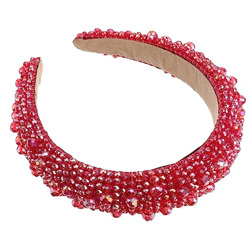 PLAFOPE 1Stk Handgefertigtes Perlen-Stirnband Braut- dekoratives Stirnband party kopfschmuck rotes haarband haarschmuck weiblicher Partykopfschmuck stylischer Haarreif Mädchen Schal Damen von PLAFOPE