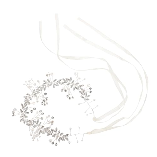 PLAFOPE 1Stk Perlenkopf-Blumenstirnband Haargirlande Tiara für Mädchen Haarperlen weihnachts haarschmuck weihnachtshaarschmuck Hochzeitsperle Haarband Haarschmuck aus Perlen Legierung Weiß von PLAFOPE