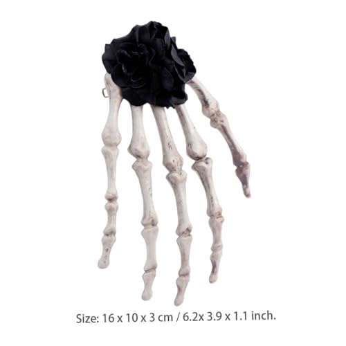 PLAFOPE 1stk Schädel-vampir-rosen-brosche Haarspange Rosendekor Kopfbedeckung Für Damen Entenclips Gothic Harz Haarnadel Totenkopf-haarschmuck Neu Fräulein Handknochen Plastik Halloween von PLAFOPE