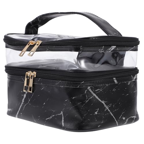 PLAFOPE 1stück Große Kosmetiktasche Mit Doppeltem Fach Und Marmor-Design Tragbare Make-up-Organizer Für Und Toilettenartikel Marmor Große Kapazität von PLAFOPE