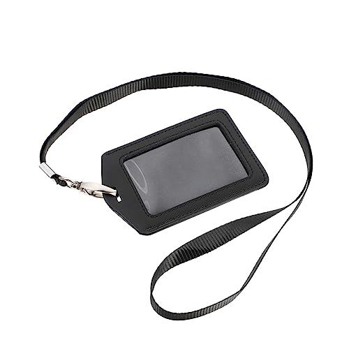 PLAFOPE Ausweishalter Pu-ausweishalter Wasserdichter Mit Abnehmbarer Lanyard-Abdeckung Für Mitarbeiterausweis Kreditkartenhalter Schwarz von PLAFOPE