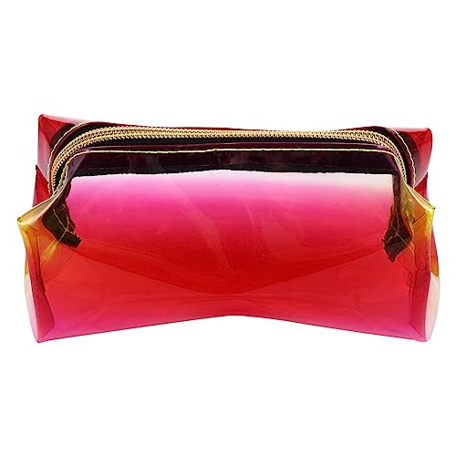 PLAFOPE 1stück Transparente TPU Kosmetiktasche Leichte Make-up Aufbewahrung Für Badezimmer Und Strand Design Rot-Gradient Für Damen Und von PLAFOPE
