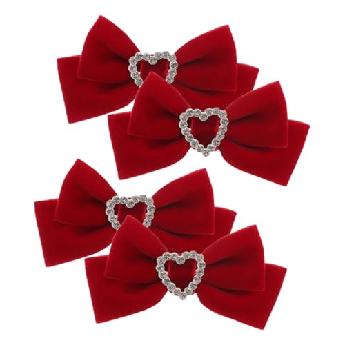 PLAFOPE 2 Paare Rote Samt Haarklammern Große Schleifen Haarklammern für Mädchen Niedliche Haarspangen mit sicherem Griff Elegantes Design für Party Alltag von PLAFOPE