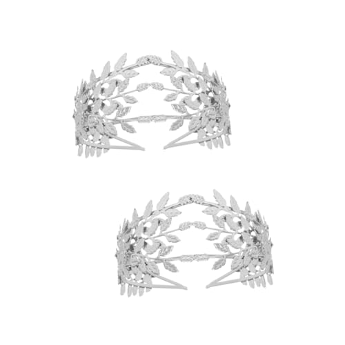 PLAFOPE 2 Stk Blatt Stirnband Kopfschmuck Aus Blättern Brautkleid Römisches Griechisches Stirnband Kranz-stirnband Brautblätter Blumenmädchenkrone Haarschmuck Für Frauen Hochzeit Legierung von PLAFOPE