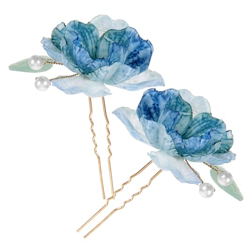 PLAFOPE 2 Stück Blauer Blumen haarschmuck Braut Haarnadeln Hochzeit Haarschmuck für Frauen mit Blüten design Leicht Elegant Passend für Braut und Festliche Anlässe von PLAFOPE