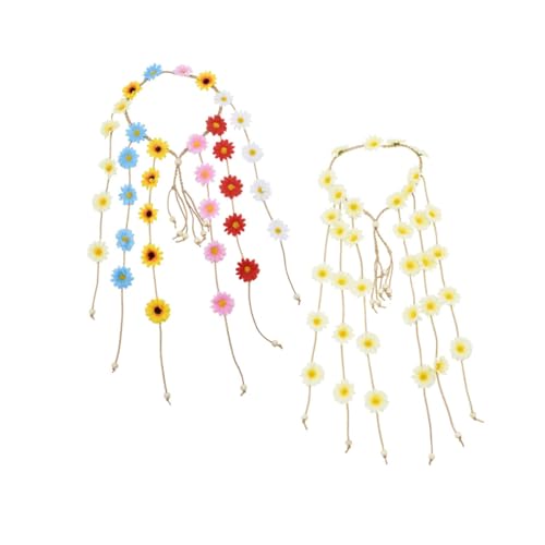 PLAFOPE 2 Stück Boho Stirnband Kleinen Sonnenblumen und Margeriten Leichtes Rutschfestes Haarschmuck Damen und Mädchen Farbenfroher Kopfschmuck für Festivals und Urlaub von PLAFOPE