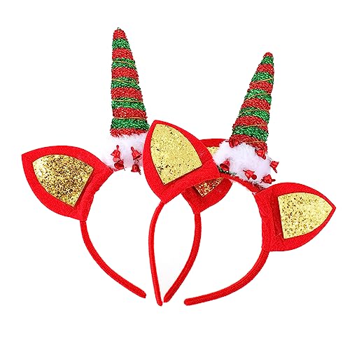 PLAFOPE 2 Stück Einhorn Stirnband Haarspange Weihnachtsfeier Kopfbedeckung Grünes Weihnachts Stirnband Mädchen Stirnbänder Kinder Stirnband Dekor Haargummis Einhorn Kopfschmuck von PLAFOPE