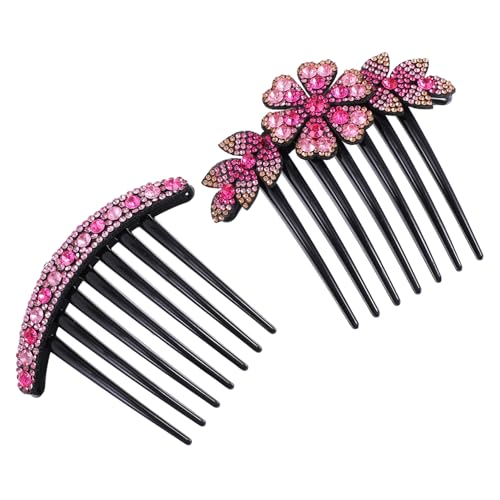 PLAFOPE 2 Stück Eleganter Haarschmuck Damen mit Funkelnden Strass Blumen Haarkamm Haarnadel Haarforke für Stilvolle Frisuren und Besondere Anlässe Schonend zu Haar und Haut Modisches von PLAFOPE