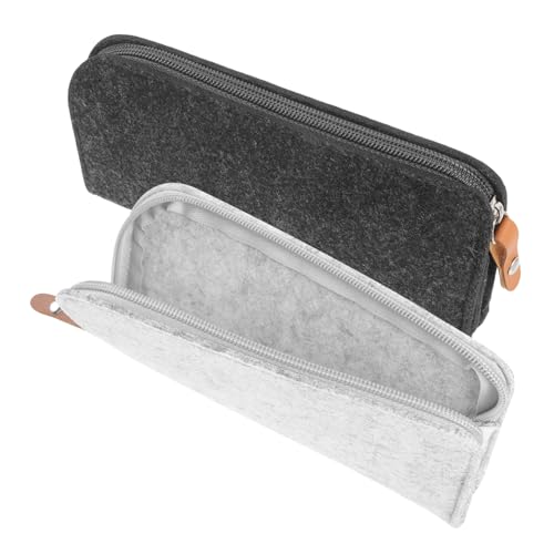 PLAFOPE 2 Stück Felt Pencil Case Multifunktionale Stifttasche für Schule und Büro Große Kapazität Tragbar für Stifte Bleistifte Scheren Tiefgrau und Hellgrau von PLAFOPE