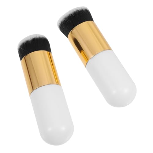 PLAFOPE 2 Stück Foundation Pinsel mit Weichen Synthetischen Haaren für Flüssige und Lose Grundierung Vielseitiger Make Up Pinsel für Frauen zum Konturieren und Verblenden von PLAFOPE