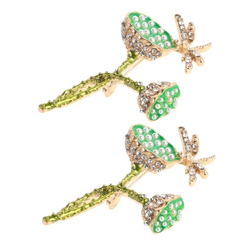 PLAFOPE 2 Stück Grüne Strass Brosche Libelle Lotusblüte Zinklegierung Delikate Damen Corsage für Rucksack und Business Anzug Moderner Schmuck als Geschenk für Frauen von PLAFOPE
