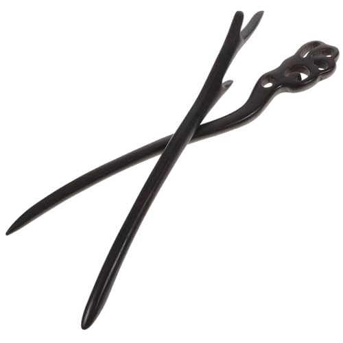 PLAFOPE 2 Stück Haarnadeln aus Schwarzem Vintage Holzhaarnadeln im Chinesischen Hanfu Stil Stilvolle Haarstäbchen für Lange Haare Damen Haarschmuck für Besondere Anlässe und Alltag von PLAFOPE