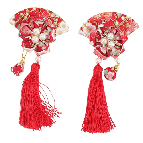 PLAFOPE 2 Stück Japanischer Fächer Haarclip mit Quaste Haarnadeln für Damen Haaraccessoire für Hochzeiten Partys und Besondere Anlässe von PLAFOPE